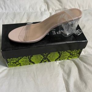 Beige and clear heels